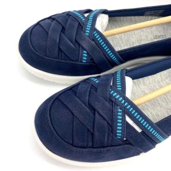 Clarks Cloudsteppers Adella Poppy Slip On Shoes Woven Sneakers New - Picture 4 of 14